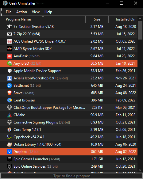 Geek Uninstaller 软件主界面截图 - Windows软件卸载工具